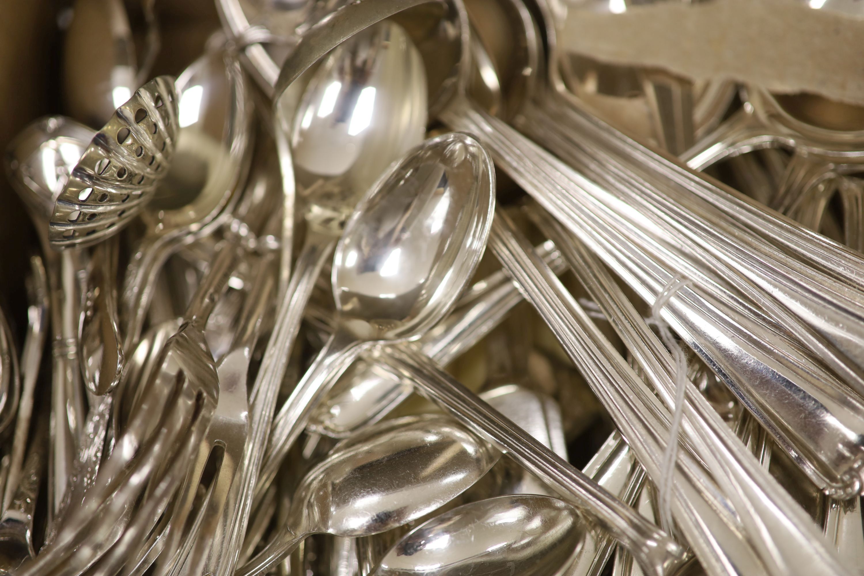 A part service of Jesmond pattern plated cutlery and a quantity of other plated flatware,